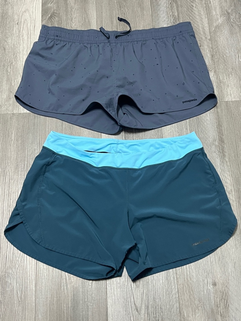 Patagonia Women's Slate Gray & Teal Athletic Shorts Two-Pack/ size XL